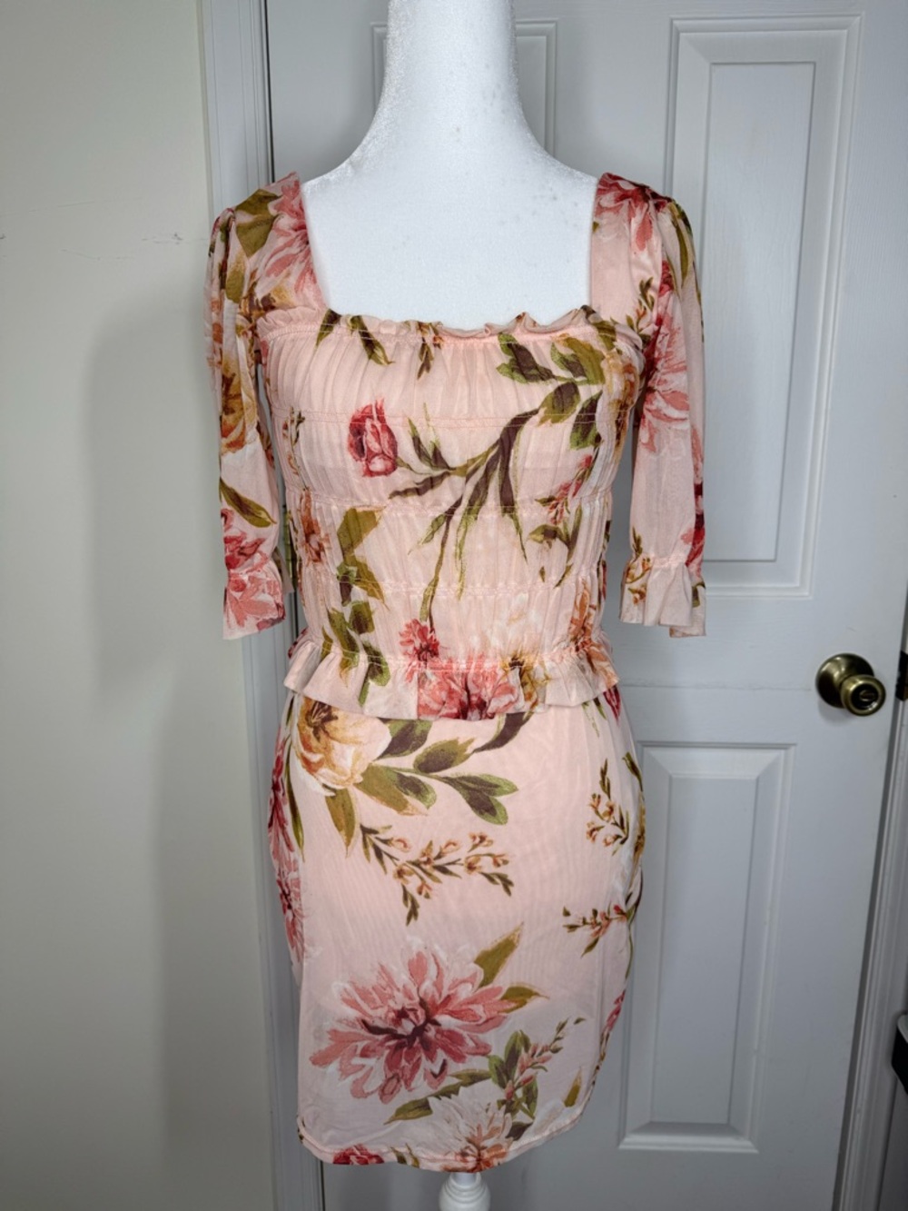 Derek Heart Floral Pink and Green Mini Dress